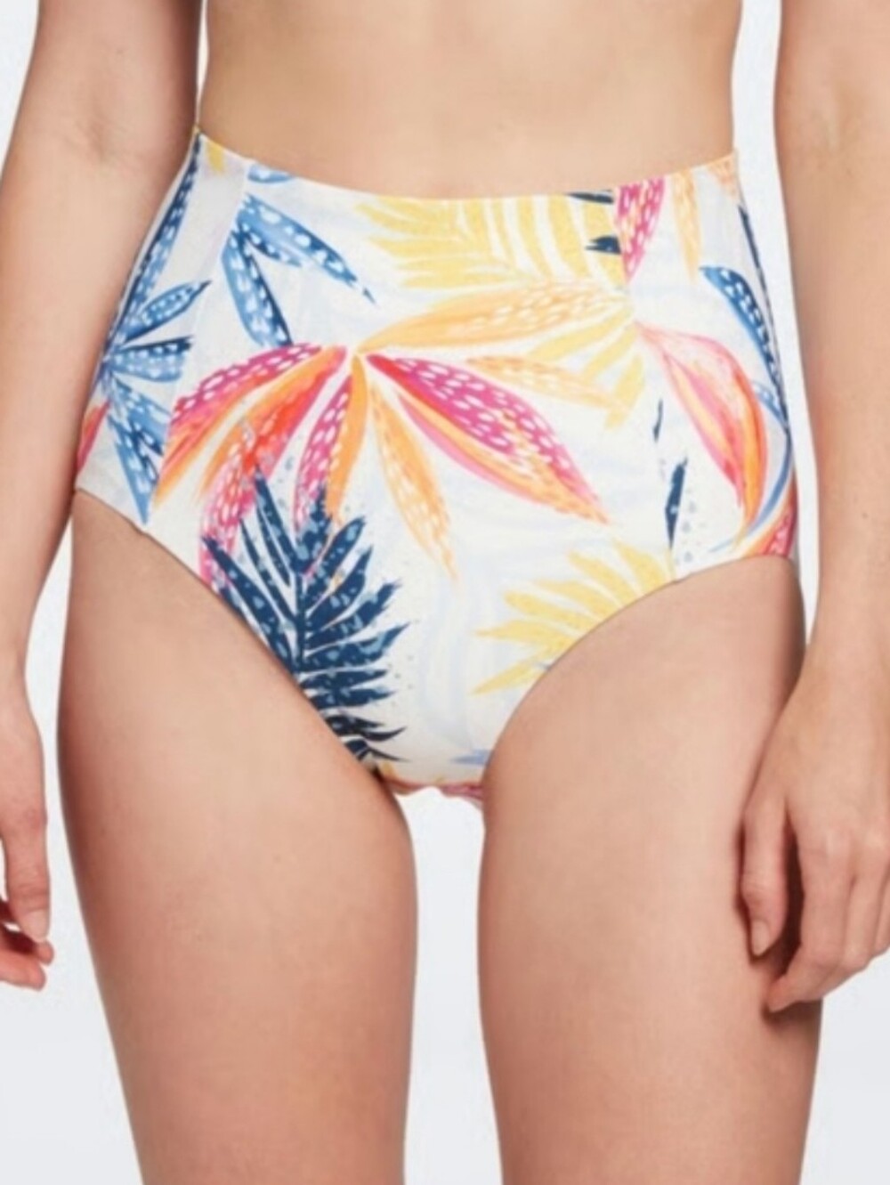 CALIA Powersculpt High Rise Swim Bikini Bottom Multi Palm M NEW